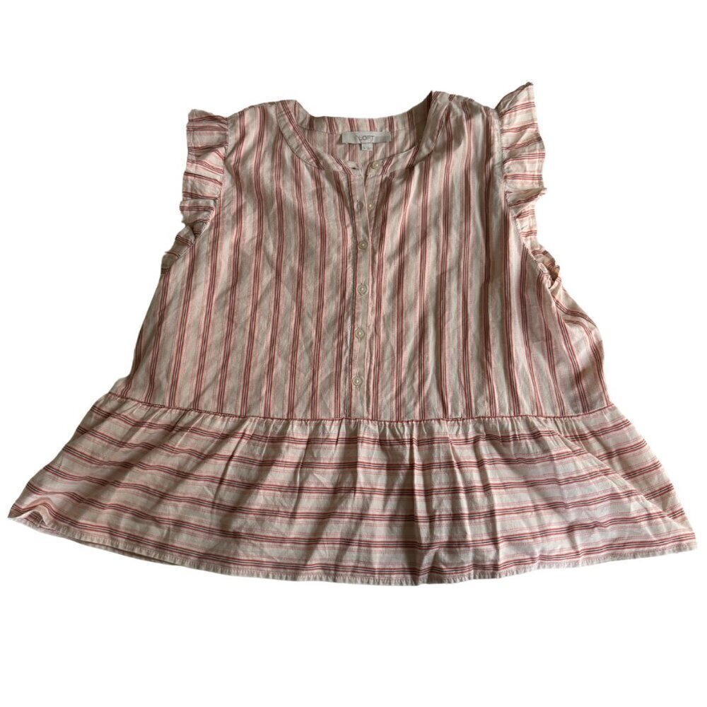 LOFT Striped Henley Peplum Shell size XL